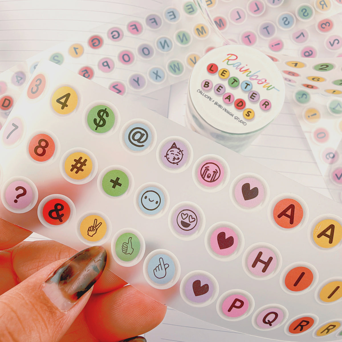 Rainbow Letter Beads PET Tape - 50mm
