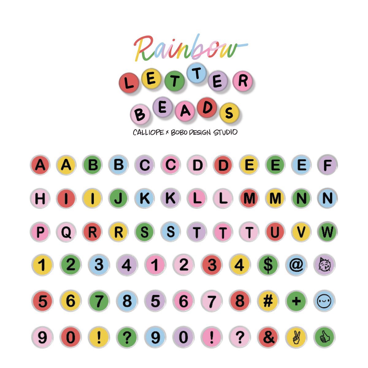 Rainbow Letter Beads PET Tape - 50mm