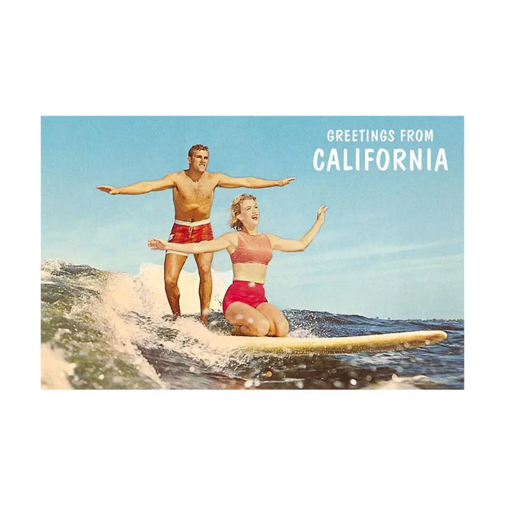 Postcard CA- Surfing Greetings from California