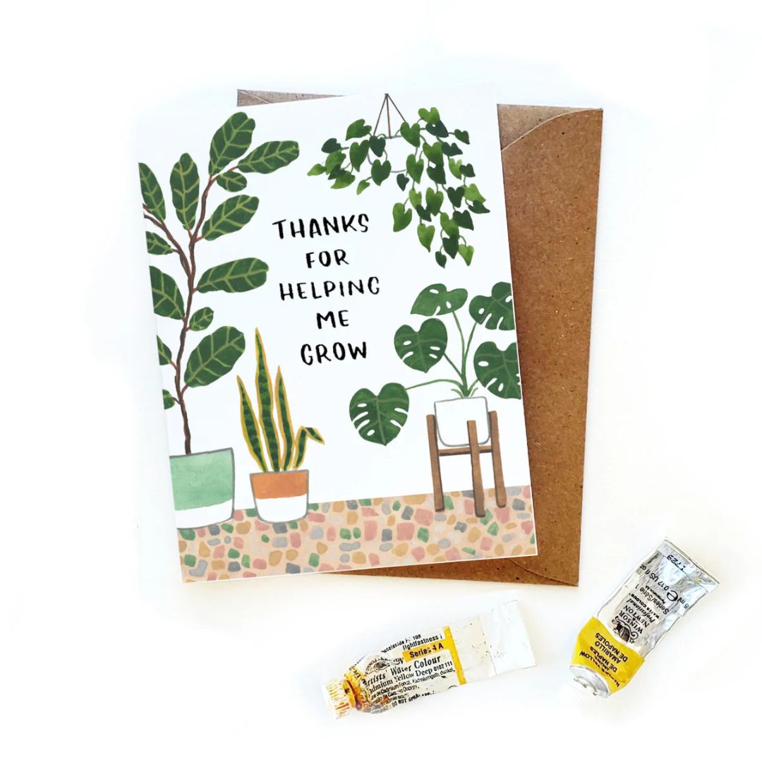 Thanks For Helping Me Grow - Greeting Card - Sketchy Notions