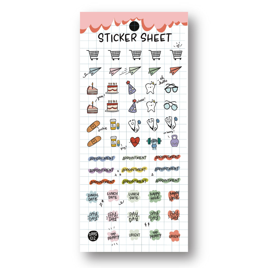 Days 02-Clear Planner Sticker Sheet