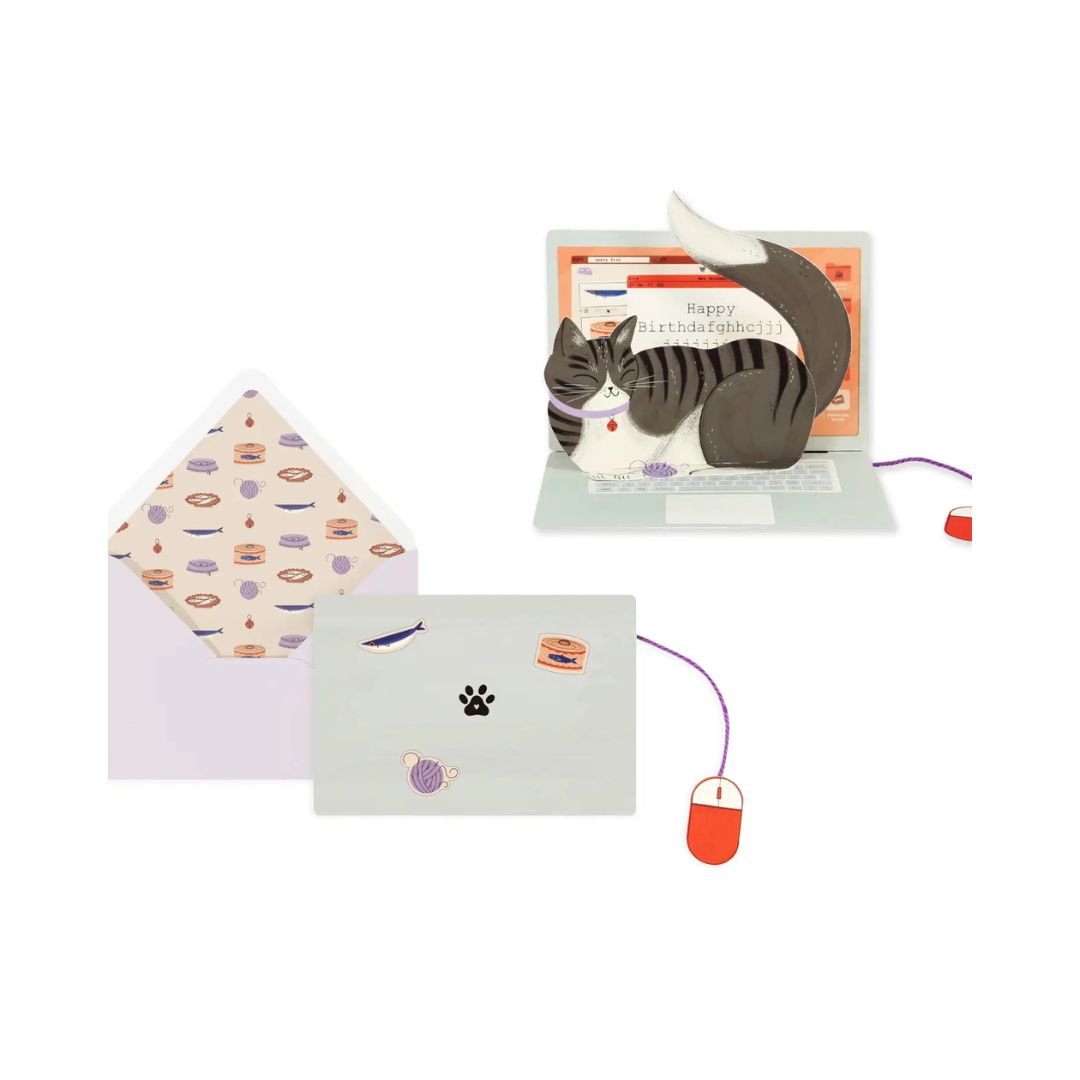 Cat Laptop Birthday - Card - UWP Luxe