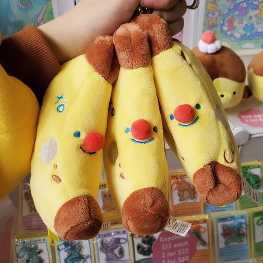 Banana Clown Plush Bag Charm with Reusable Shopping Bag