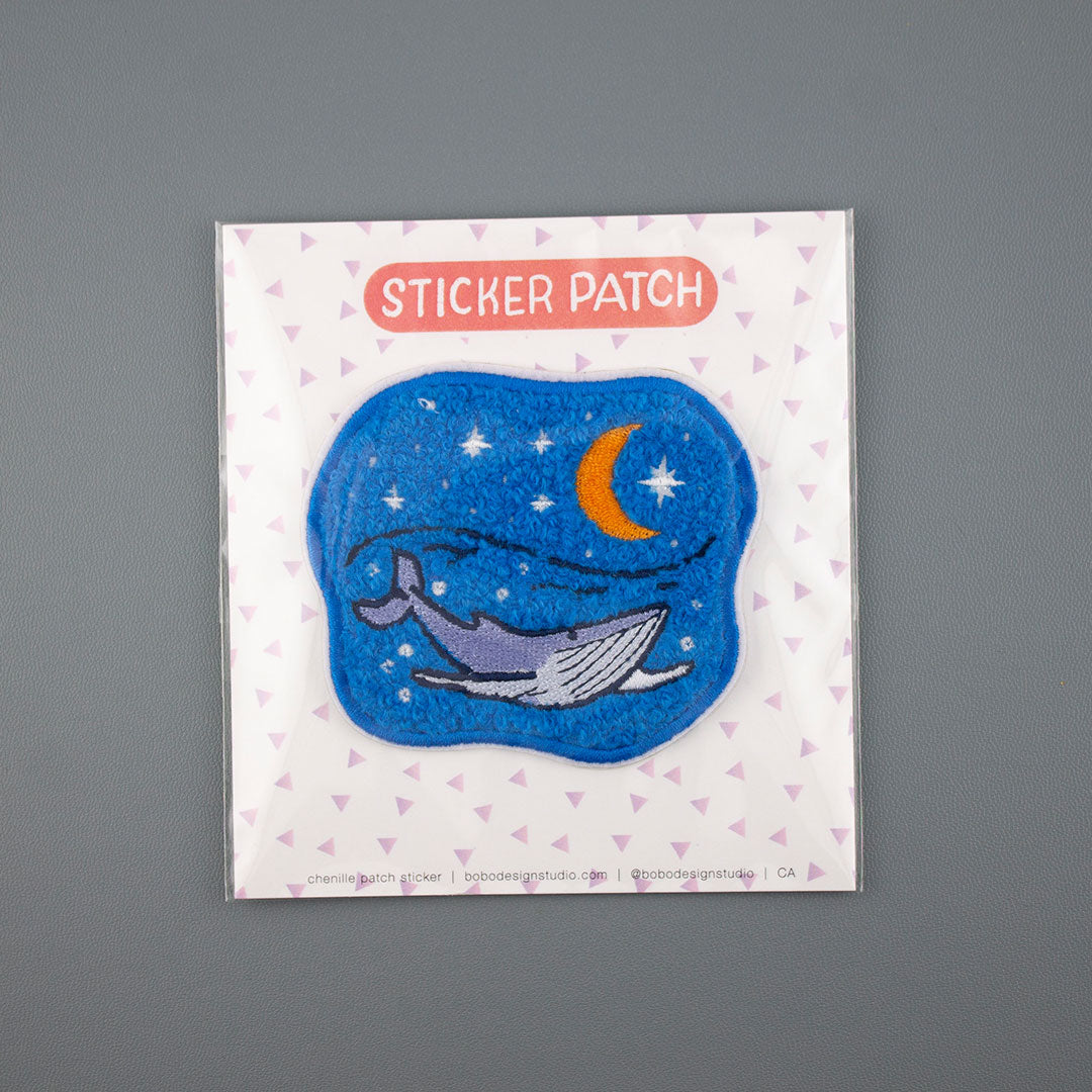 Whimsical Whale - Chenille Woven Sticker Patch