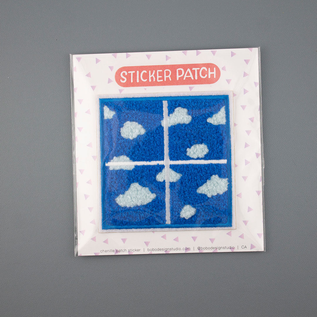 Window and Clouds - Chenille Woven Sticker Patch