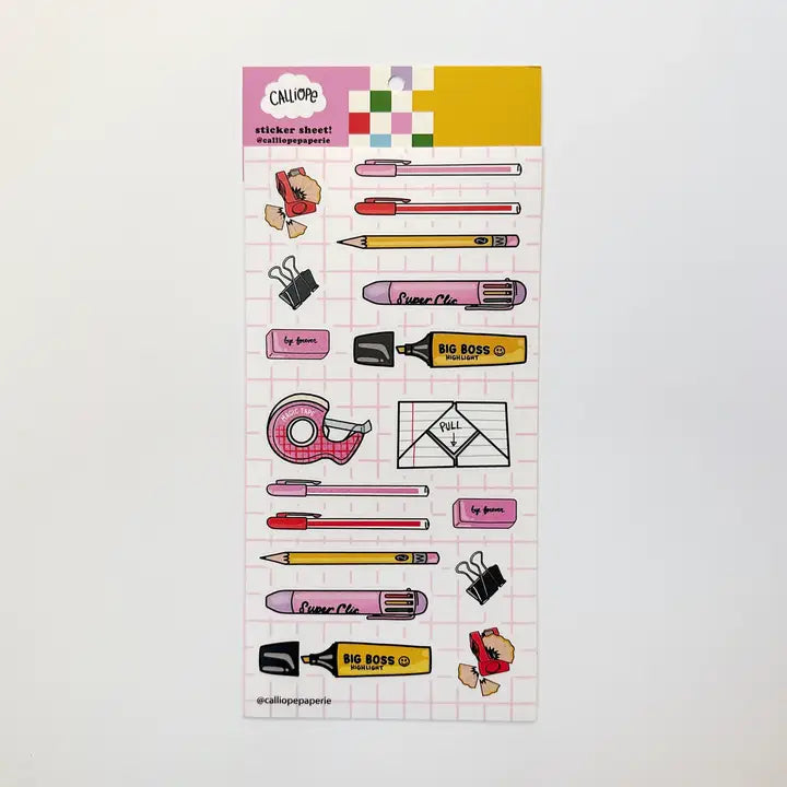 Office Supplies Clear Sticker Sheet