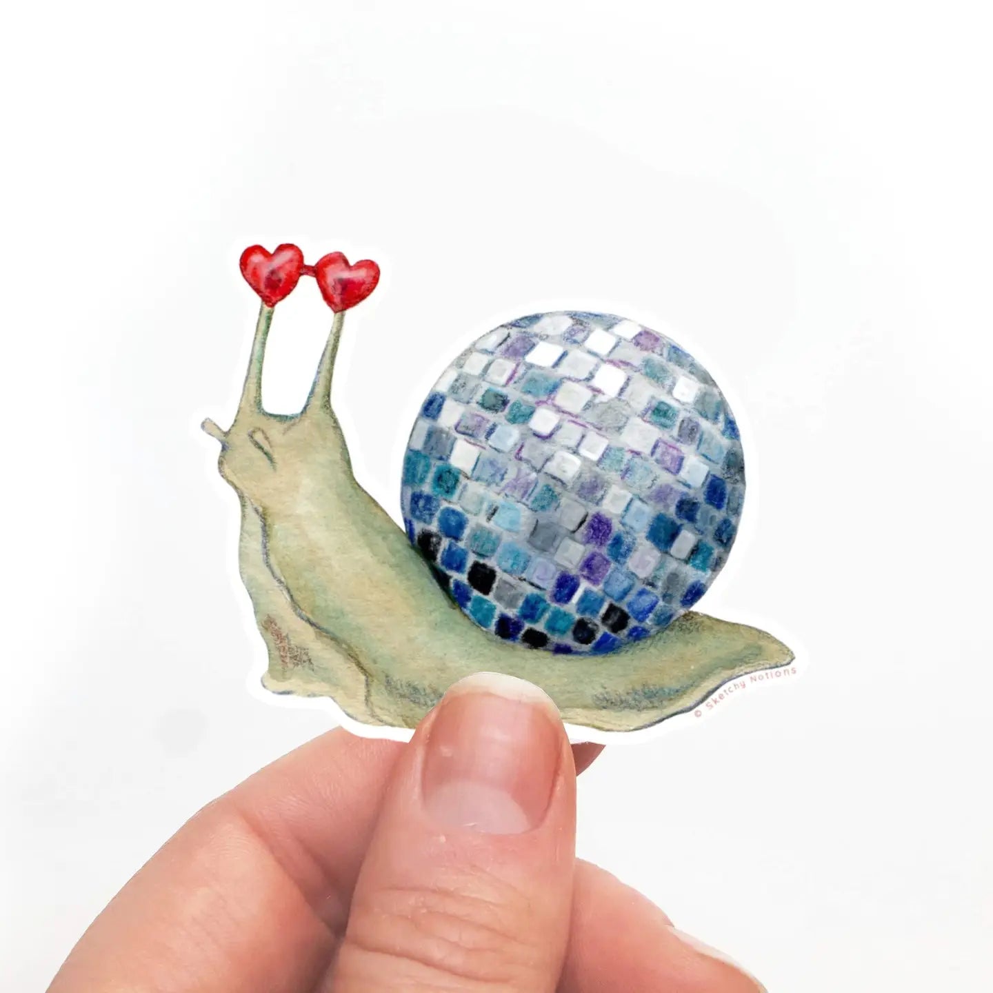 Disco Snail with Heart Sunglasses Sticker