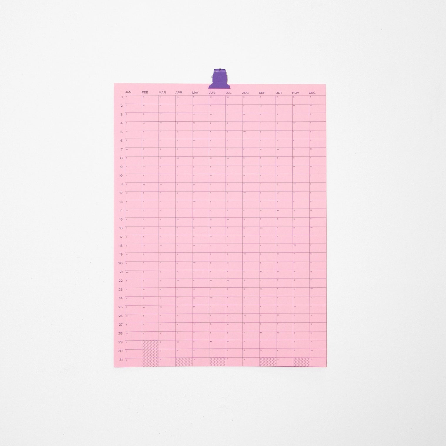 2026 Yearly Wall Calendar | Pink