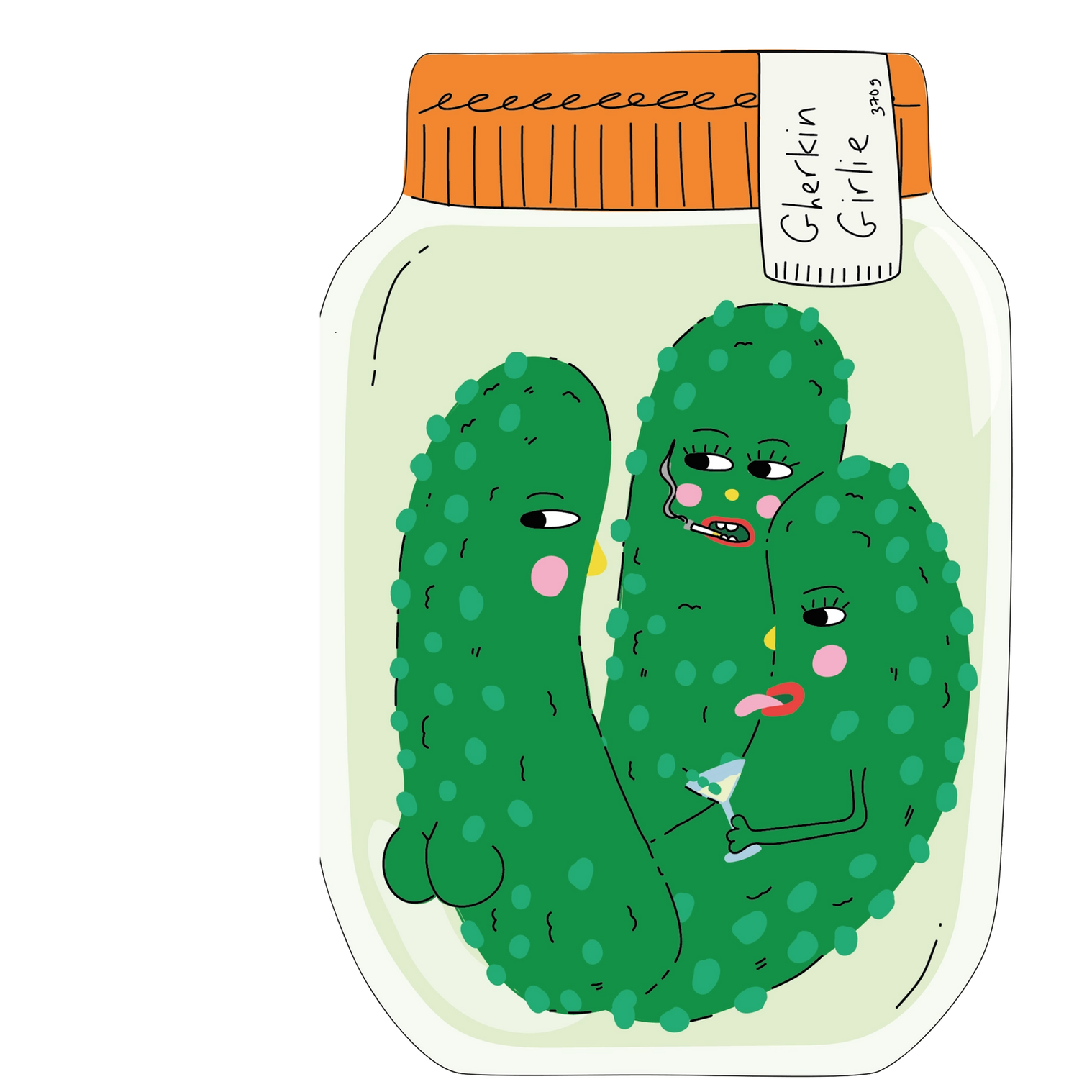 Gherkin Girlie- Die Cut Greeting Card