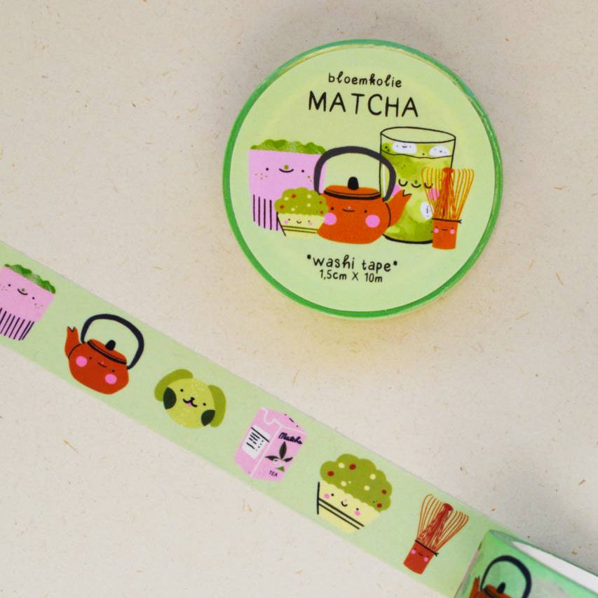 Matcha Washi Tape / Cute Quirky Kawaii Stationery