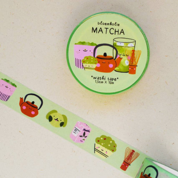 Matcha Washi Tape / Cute Quirky Kawaii Stationery
