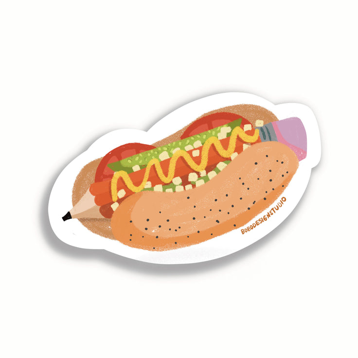 Pencil Hot Dog Vinyl Sticker