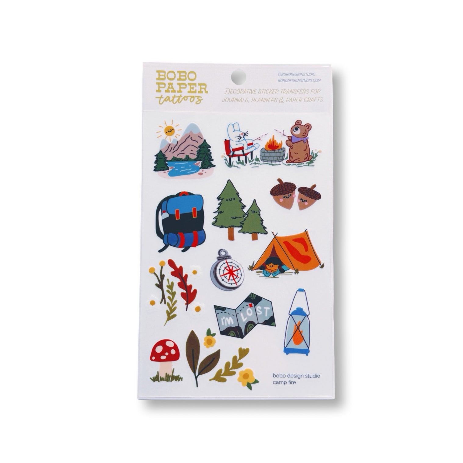 bobo Paper Tattoo Transfer Sheet  - Camp Fire
