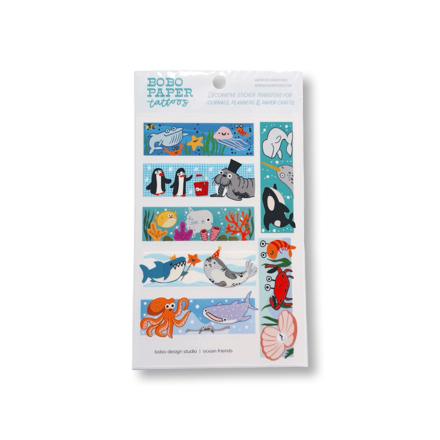 bobo Paper Tattoo Transfer Sheet  - Ocean Friends