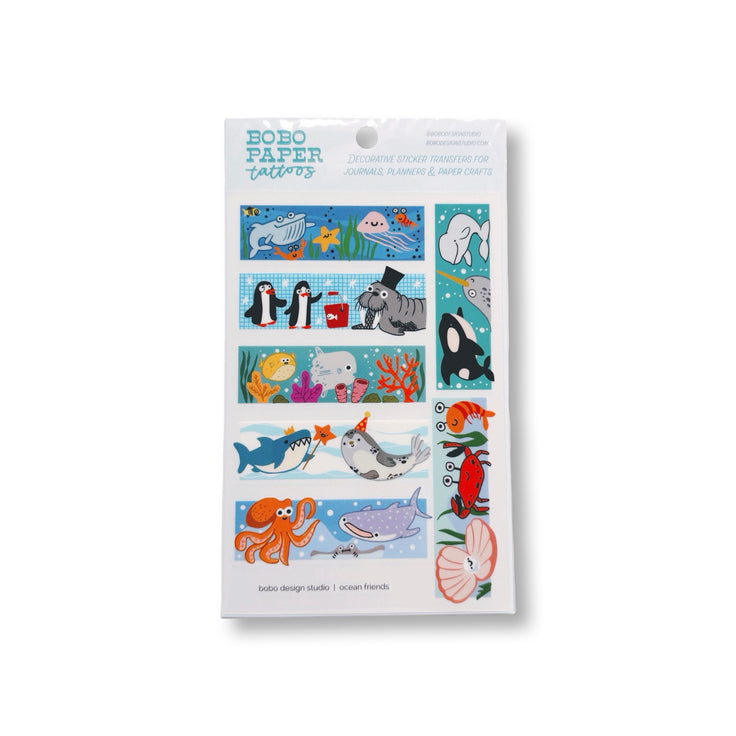 bobo Paper Tattoo Transfer Sheet  - Ocean Friends