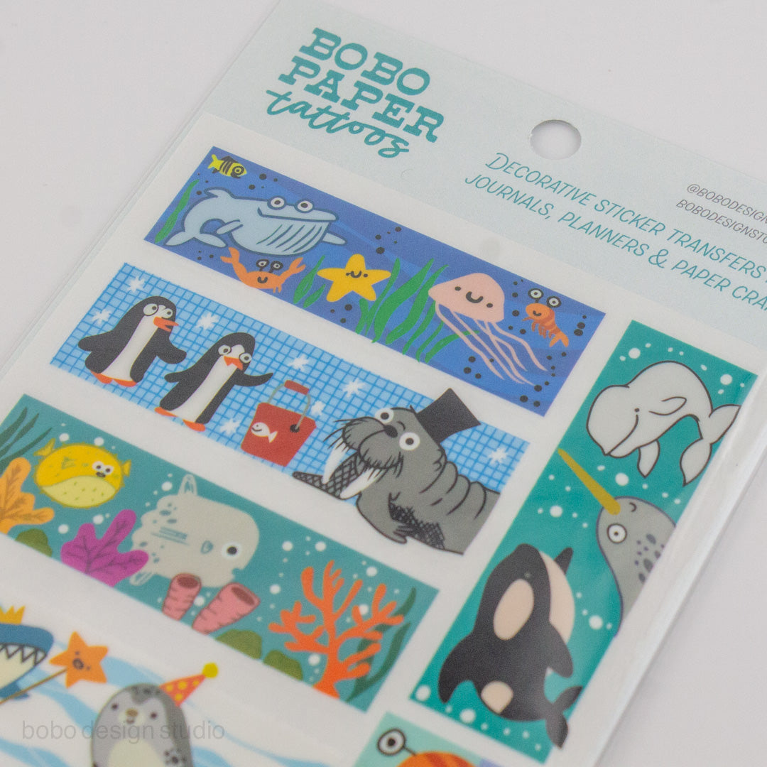 bobo Paper Tattoo Transfer Sheet  - Ocean Friends