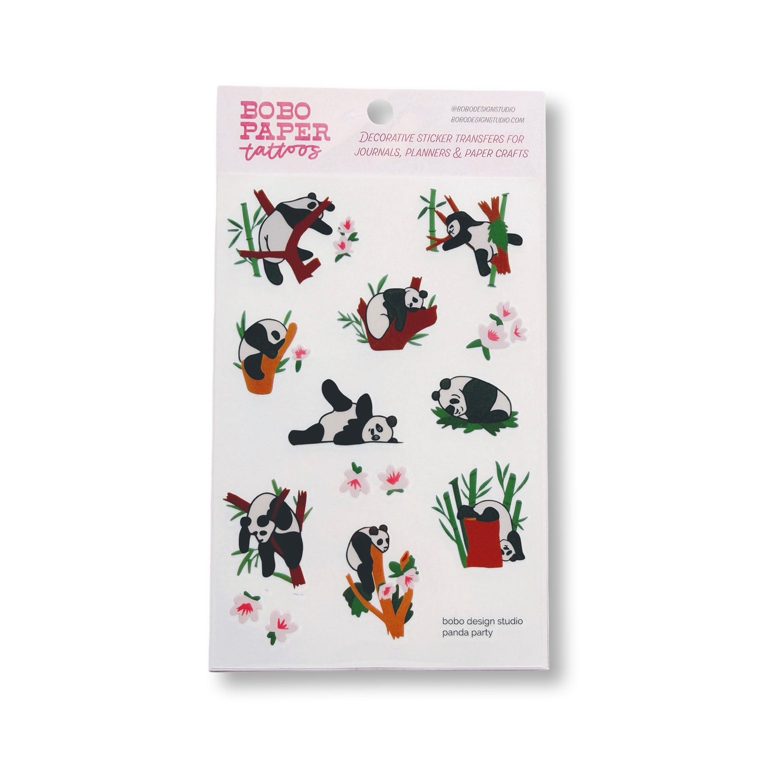 bobo Paper Tattoo Transfer Sheet - Panda Party