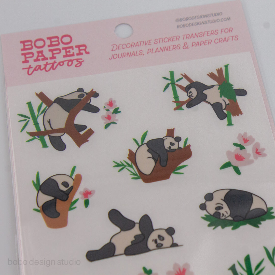 bobo Paper Tattoo Transfer Sheet - Panda Party