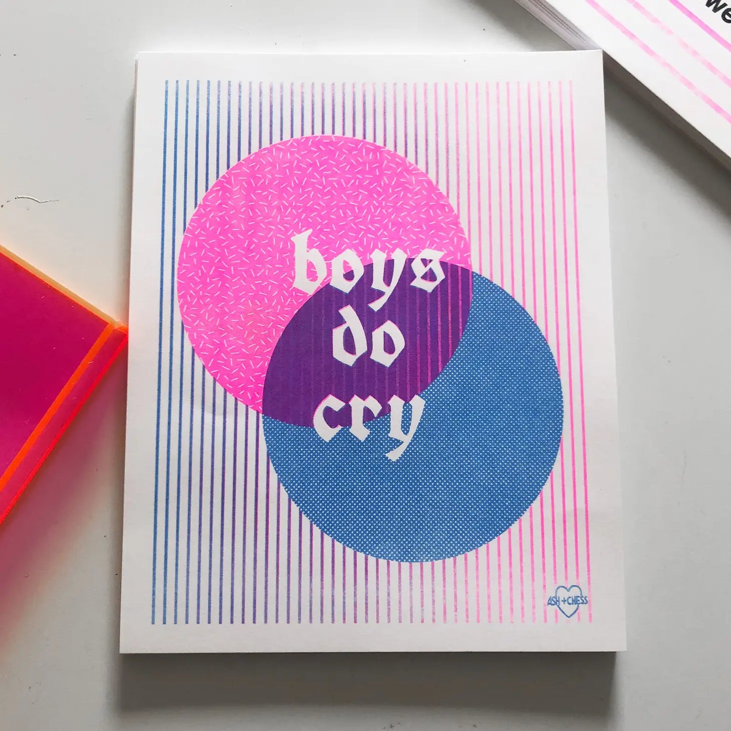 Boys Do Cry Risograph Print - 8x10