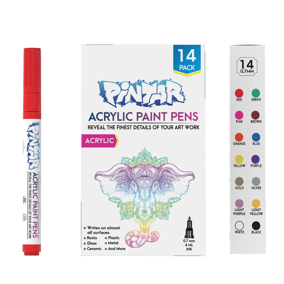 Pintar Acrylic Paint Pens - 14 colors-.7mm