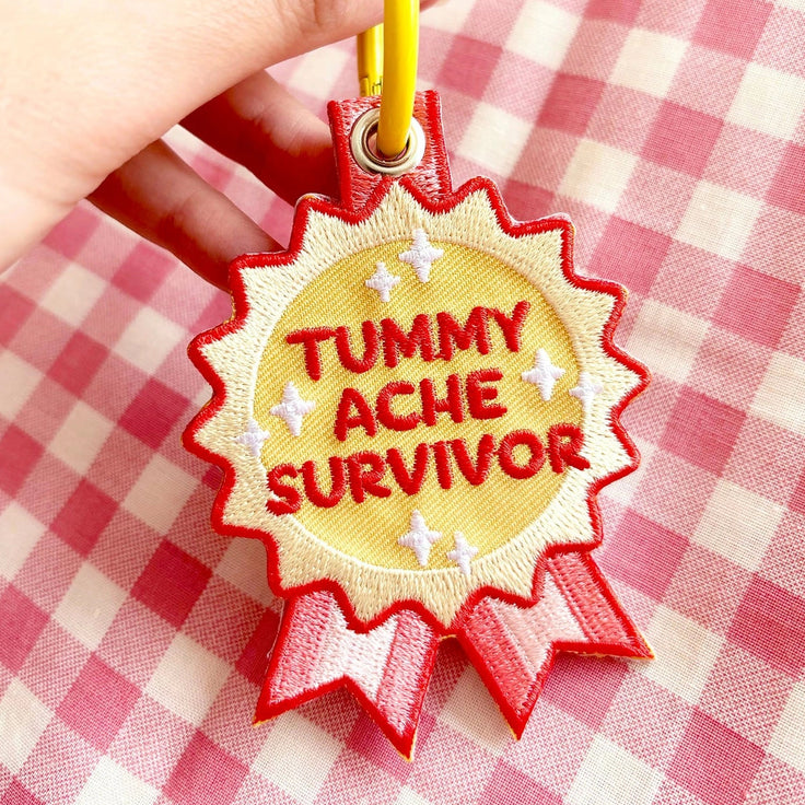 Tummy Ache Survivor Embroidered Bag Charm Keychain