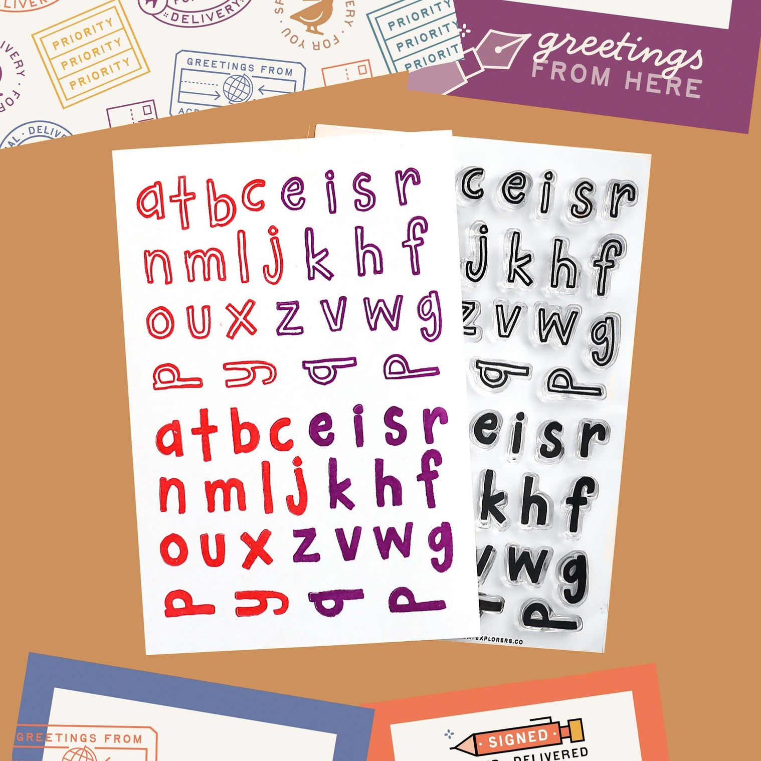 Cheeky Mini Lowercase Clear Rubber Stamp Set - 4x6