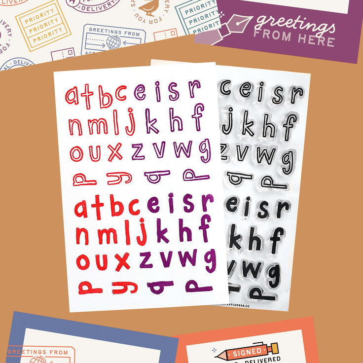 Cheeky Mini Lowercase Clear Rubber Stamp Set - 4x6