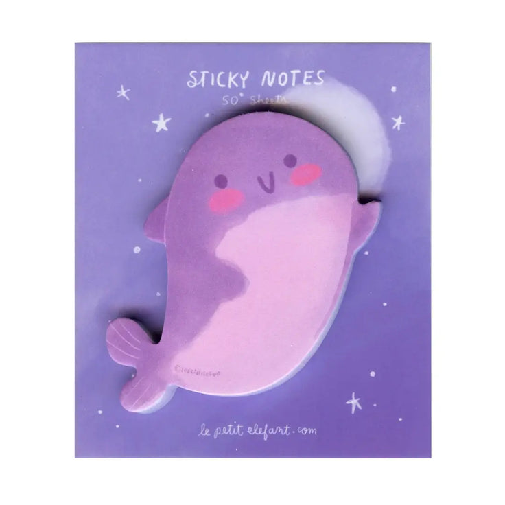 Purple Whale Sticky Notepad
