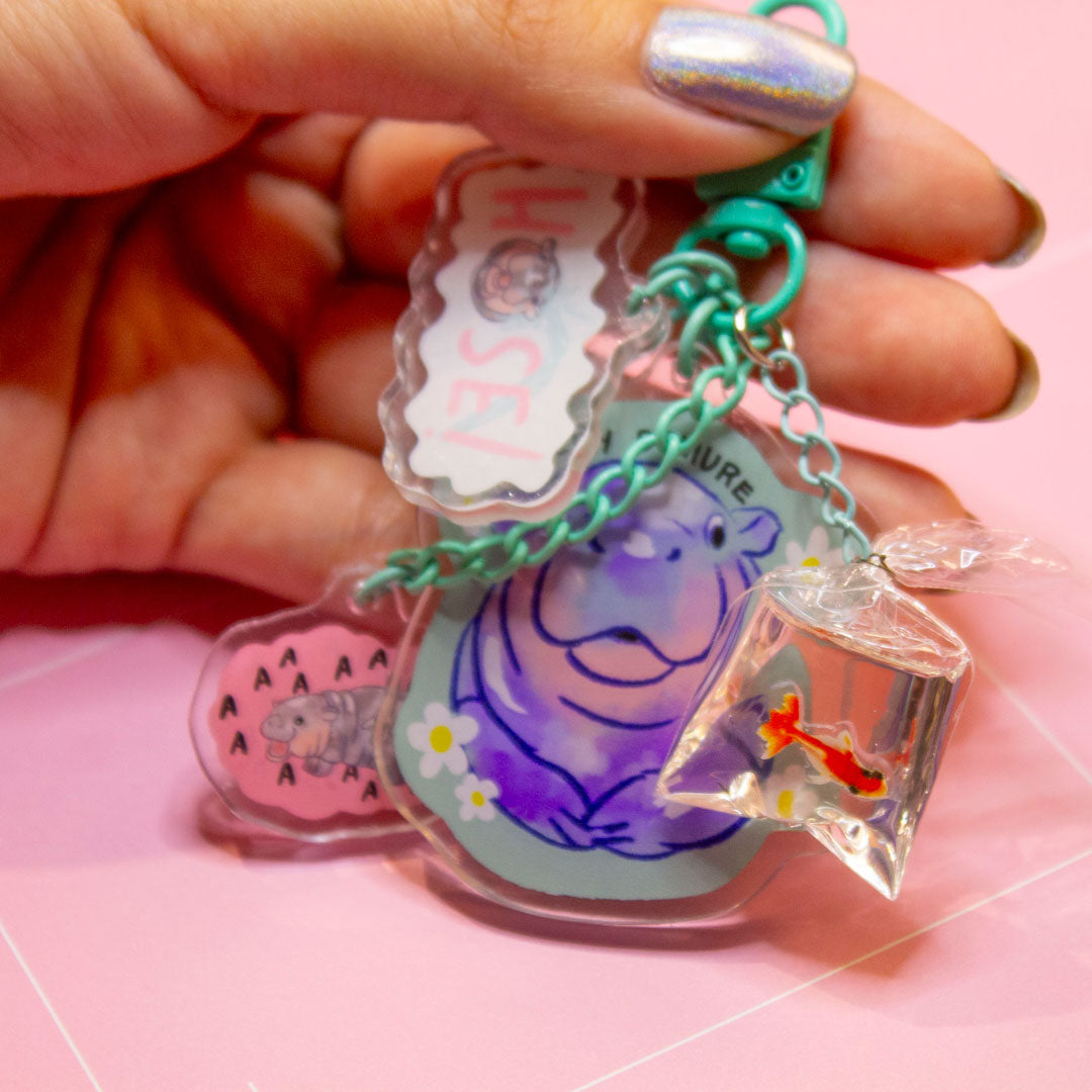 Demure Hippo- Trinket Charm Keychain