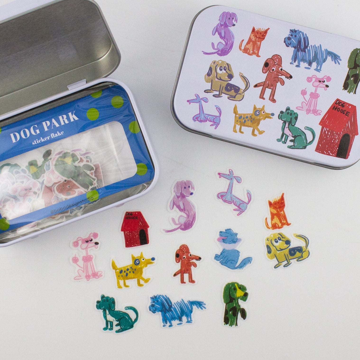 Dog Park Washi Flake and Stationery Trinket Tin