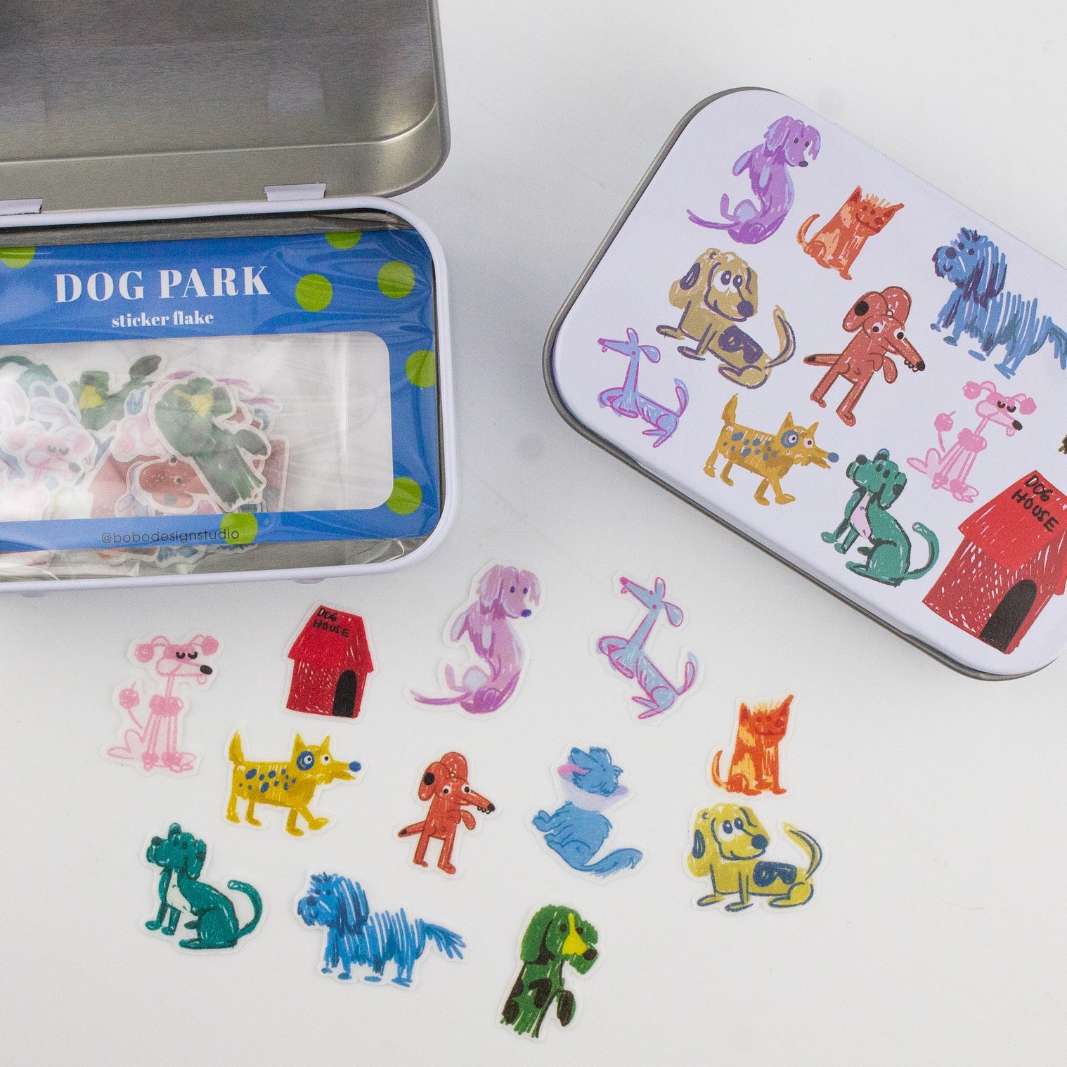 Dog Park Washi Flake and Stationery Trinket Tin