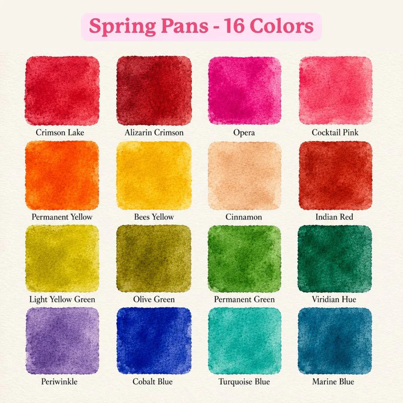 Spring Vivia Cork Palette- 16 Watercolor set