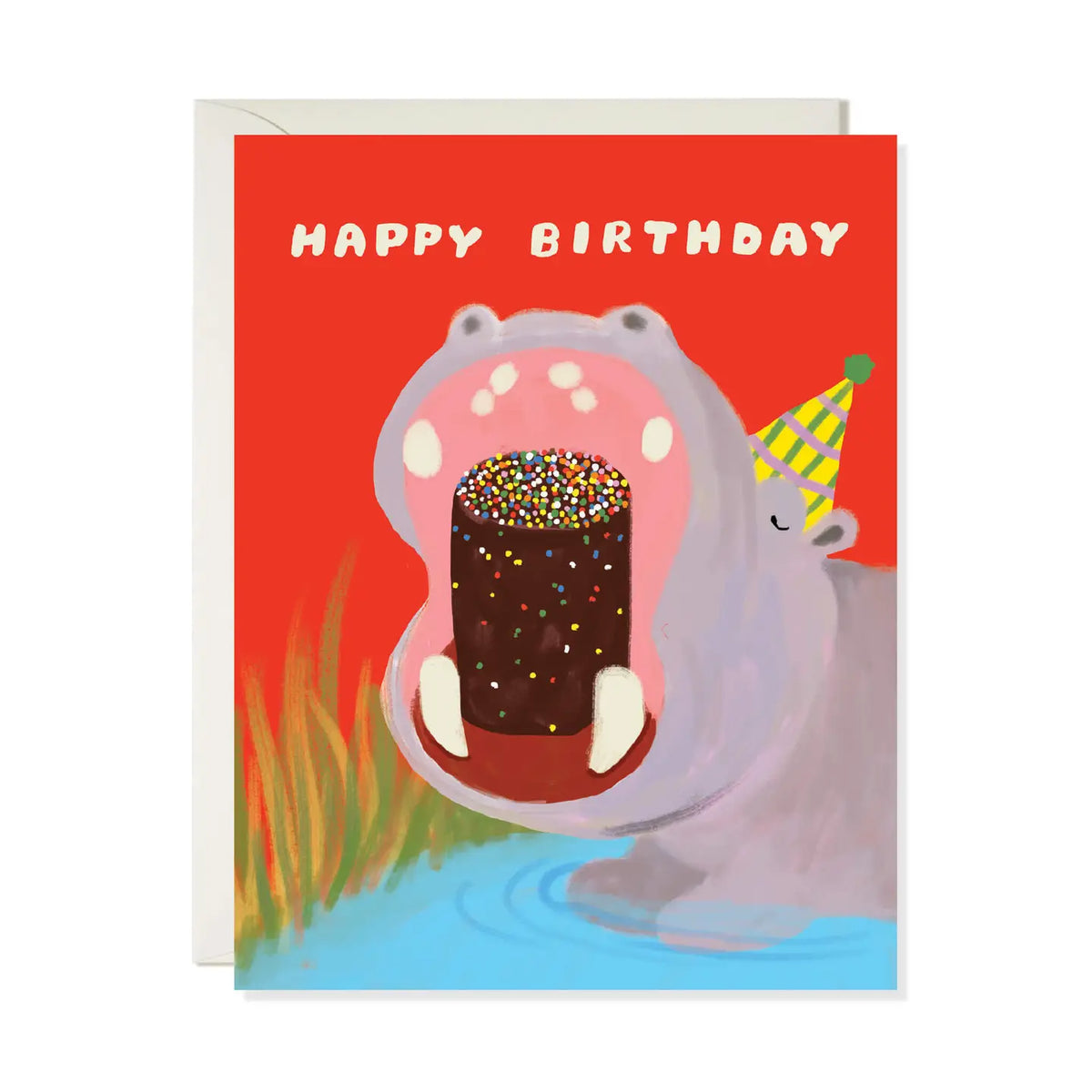 Hippo Birthday  Greeting Card - Karen Schipper