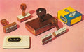 Vintage Office Stamps and Ink Pad Postcard