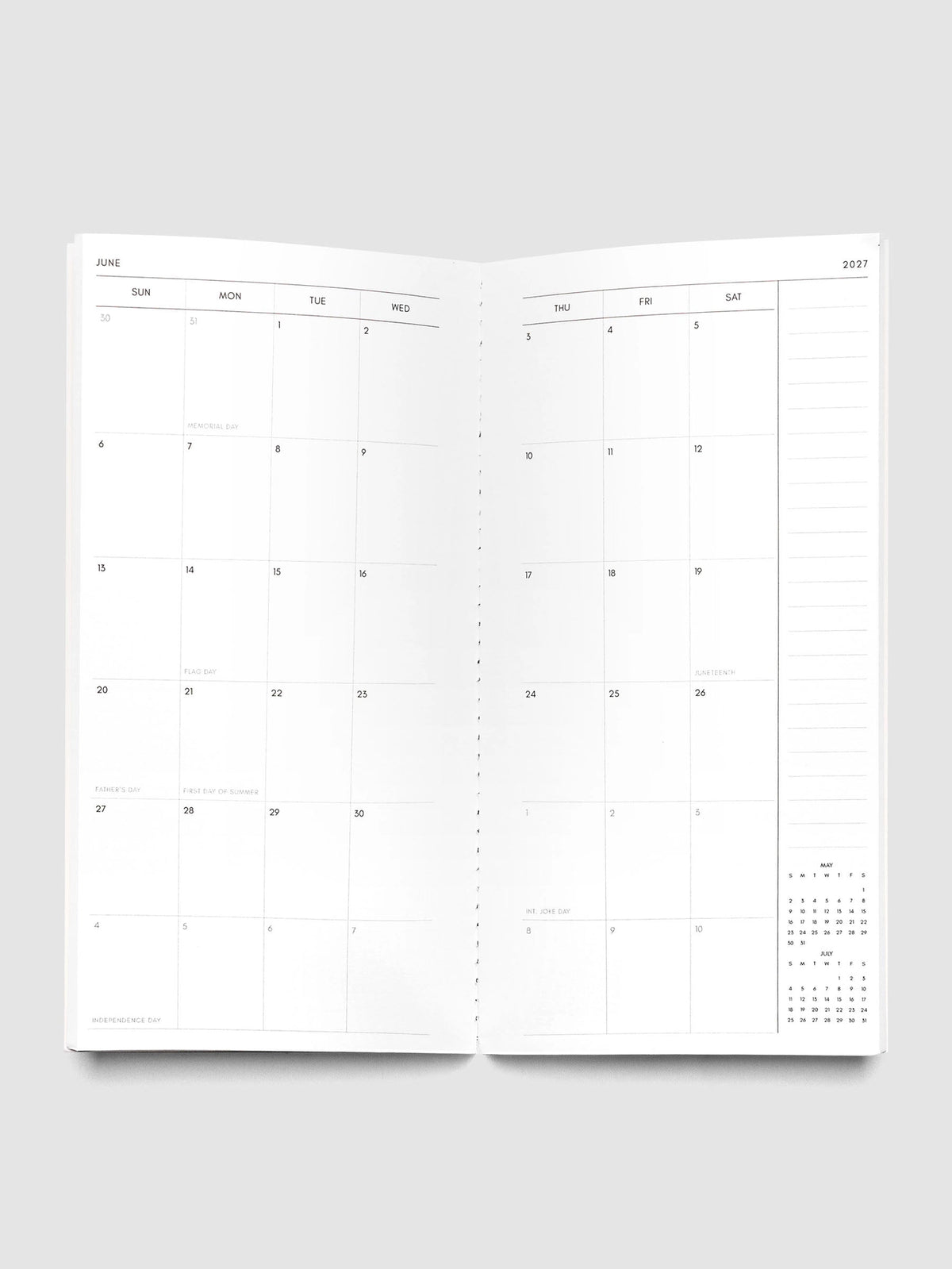 2027 Dated Travel Notebook | Monthly | A5 Slim