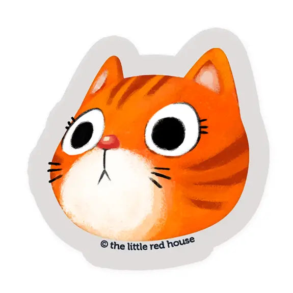 Small Orange Tabby Cat Face Clear Sticker