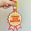 Tummy Ache Survivor Embroidered Bag Charm Keychain