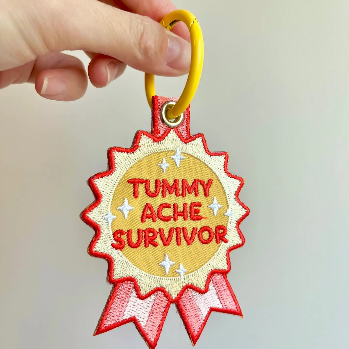 Tummy Ache Survivor Embroidered Bag Charm Keychain