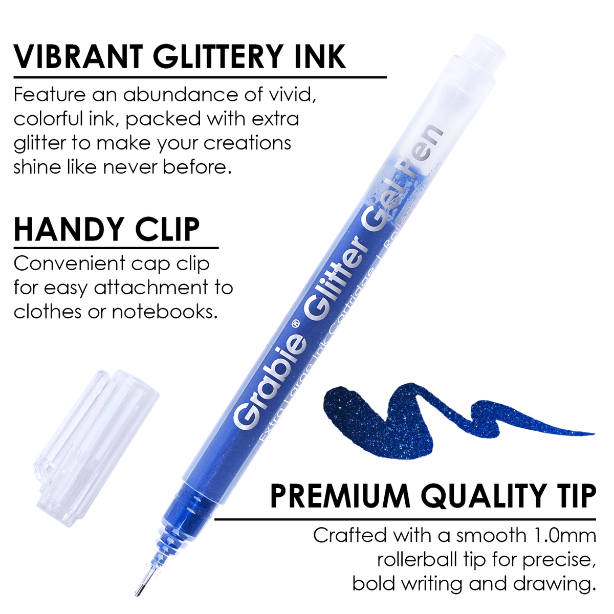 Jumbo Iridescent Glitter Gel Ink Pen of 18 with Coloring Book