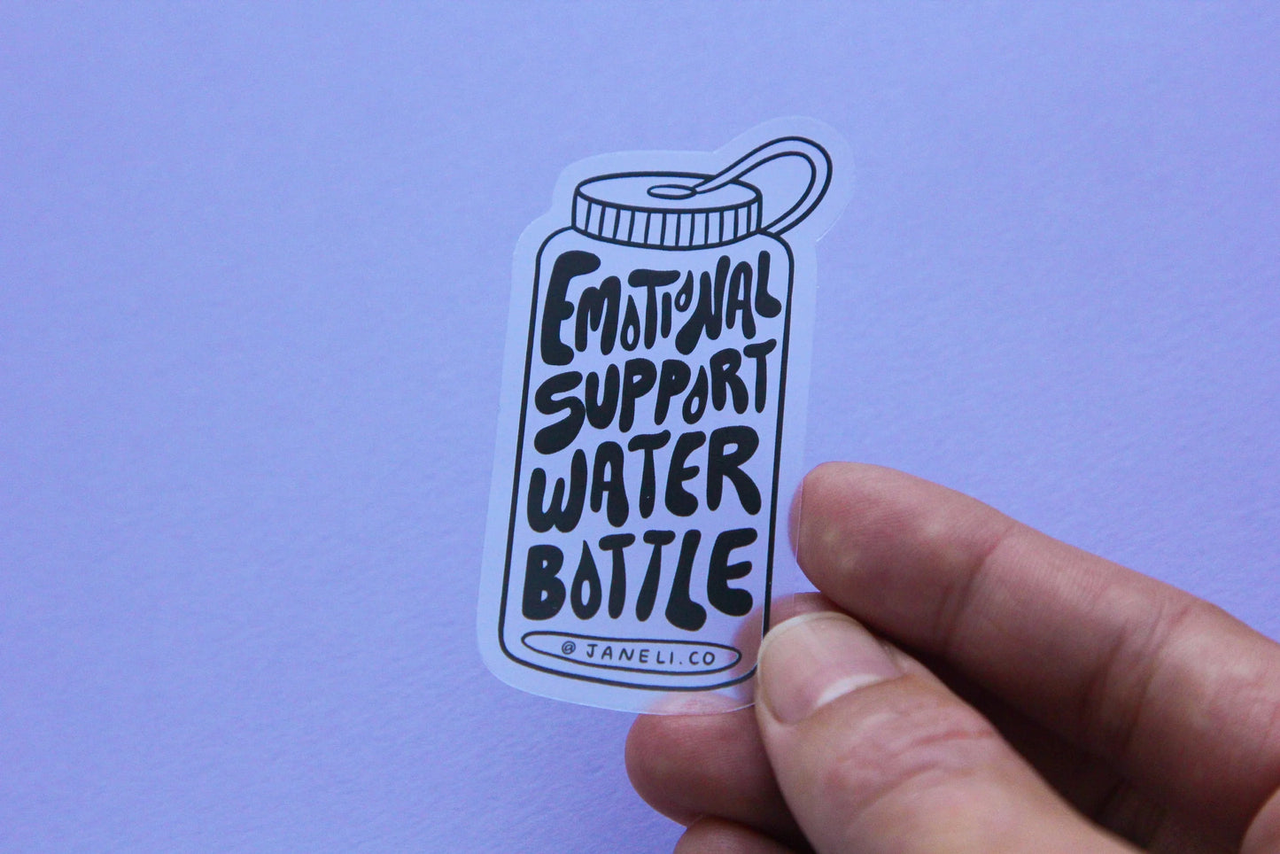 Emotional Support Water Bottle - Clear - Vinyl Sticker - Jane Li Co