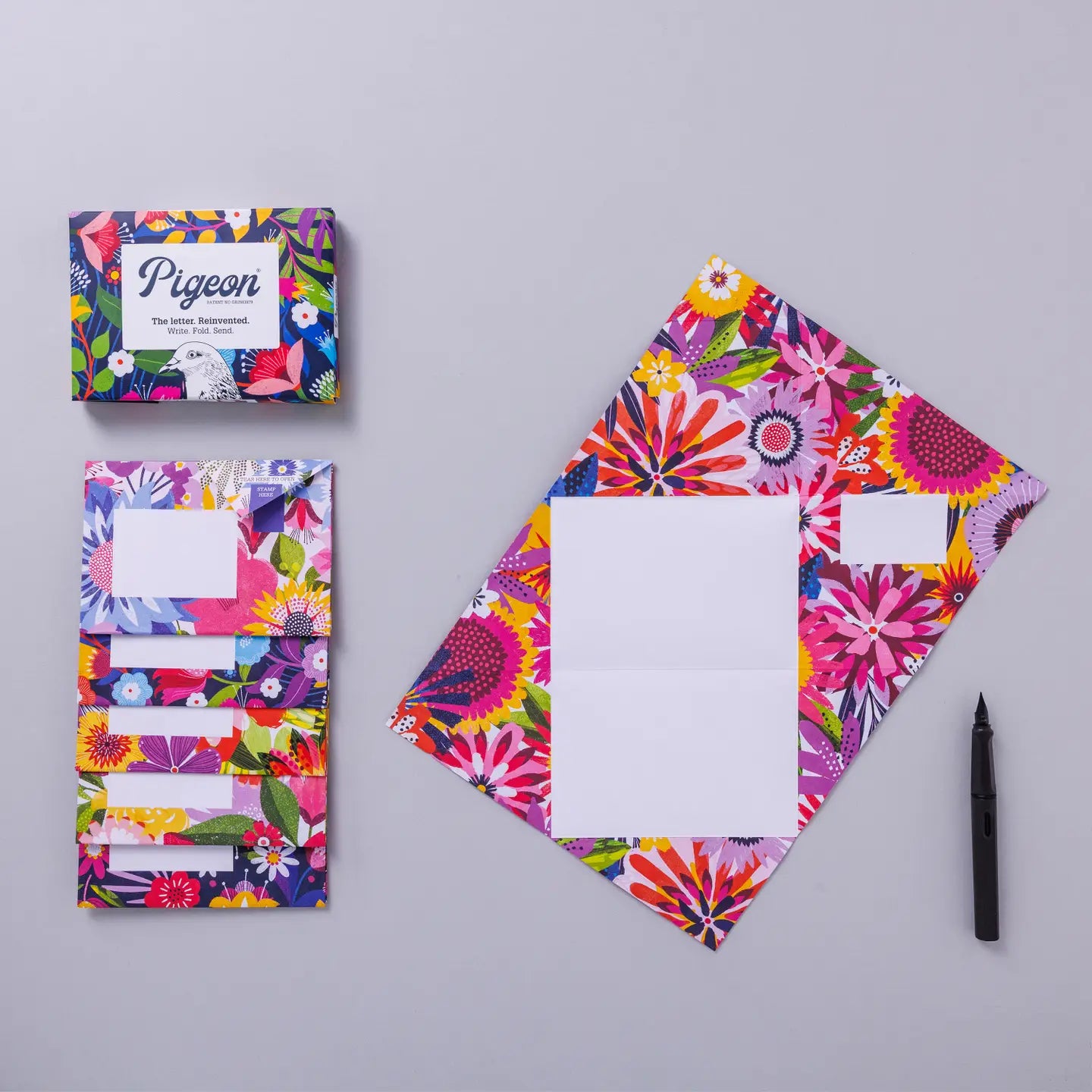 Floral Fantasia Pigeon, Botanical Folding Letters, Pack of 6
