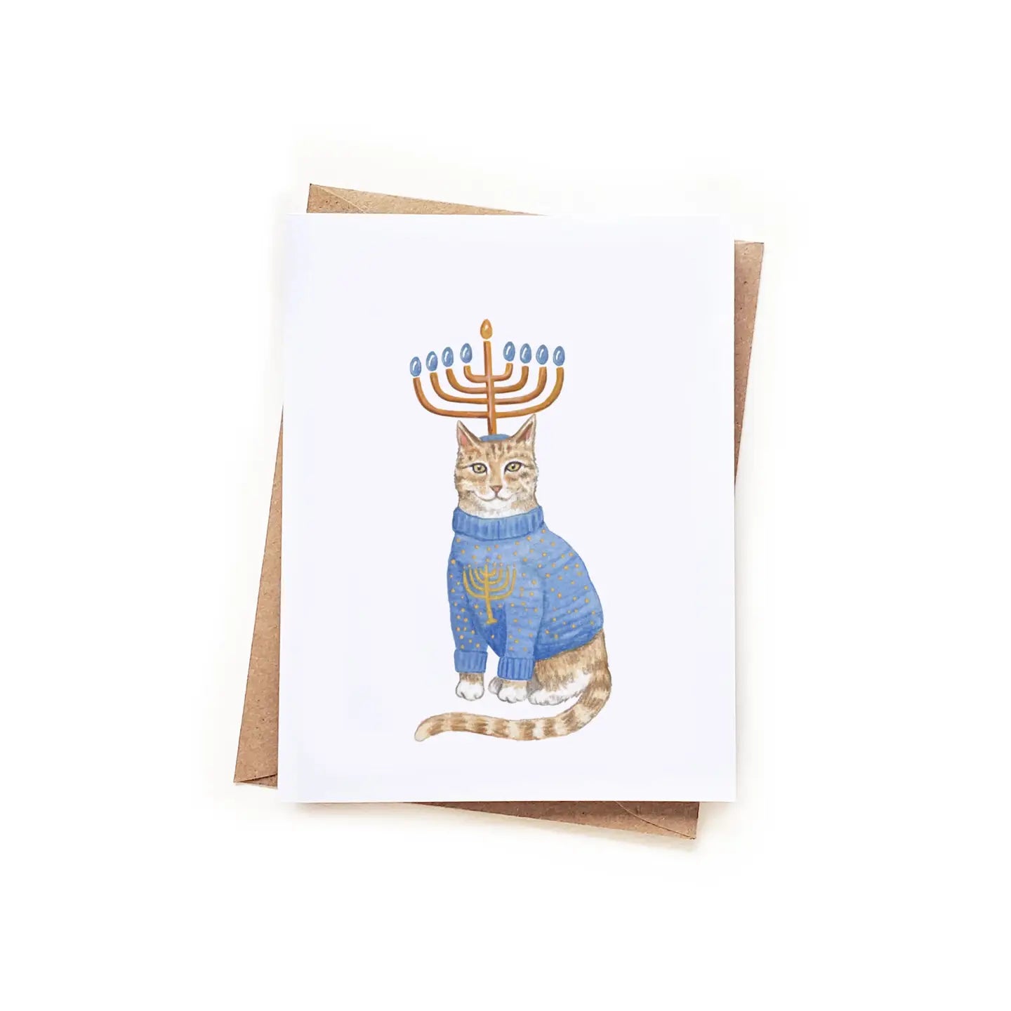 Ugly Hanukkah Sweater Cat Card- Sketchy Notions
