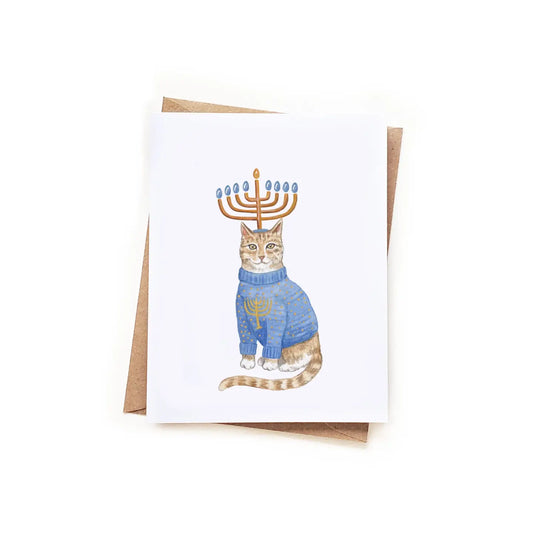 Ugly Hanukkah Sweater Cat Card- Sketchy Notions