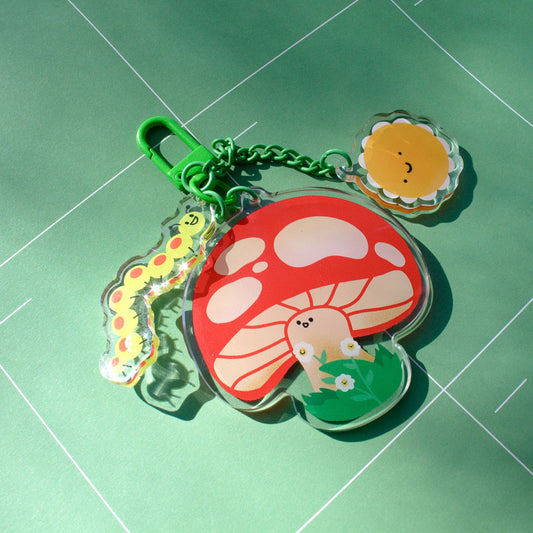 Mushroom Garden Friends- Trinket Charm Keychain