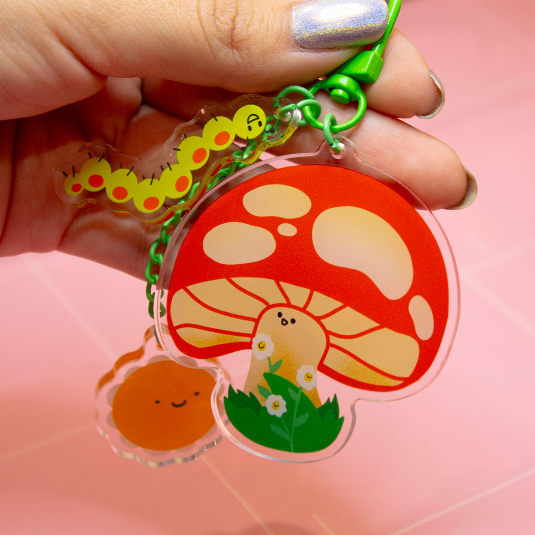 Mushroom Garden Friends- Trinket Charm Keychain