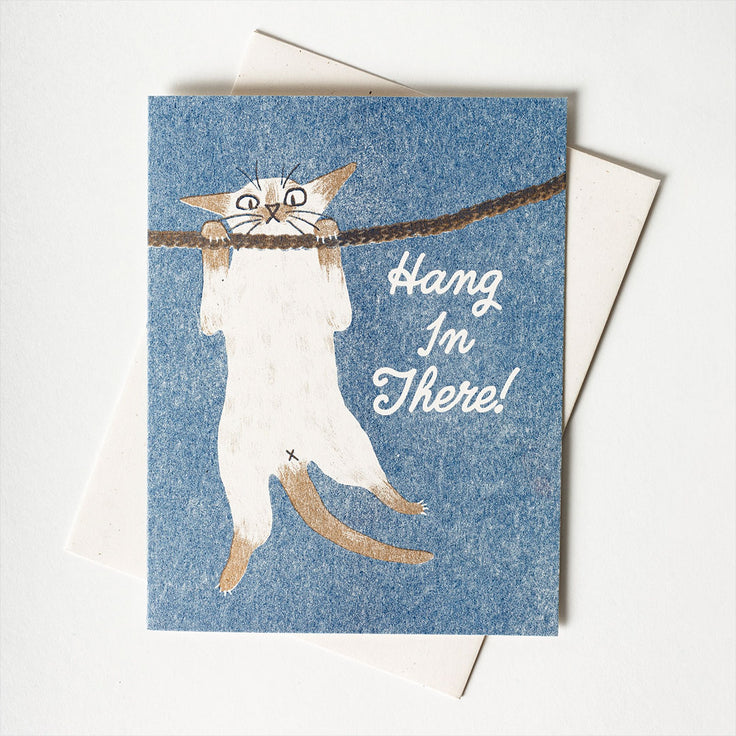 Hang in There Cat- Risograph Card