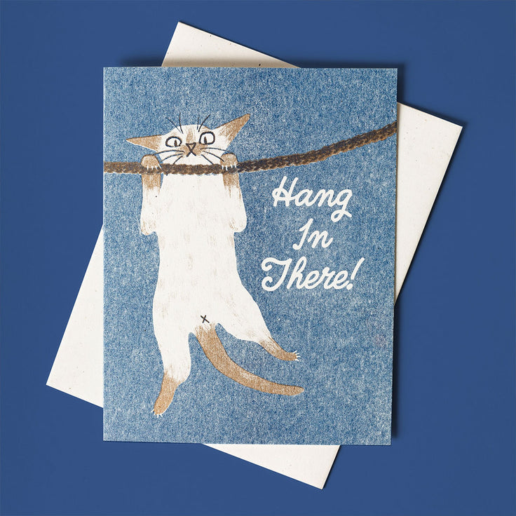 Hang in There Cat- Risograph Card