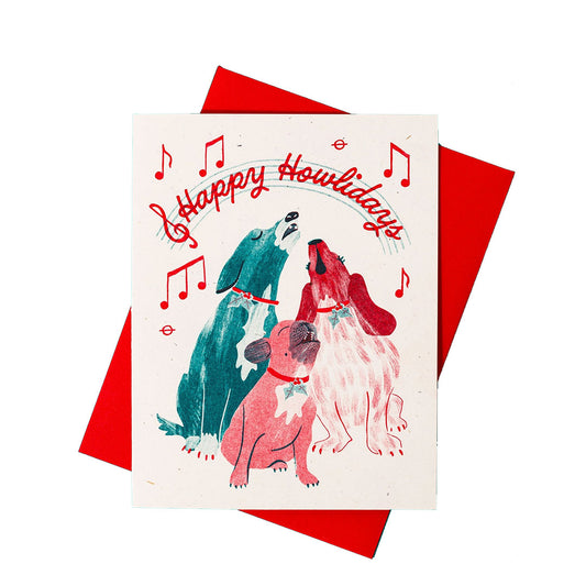 Happy Howlidays Dogs - Risograph Christmas Card