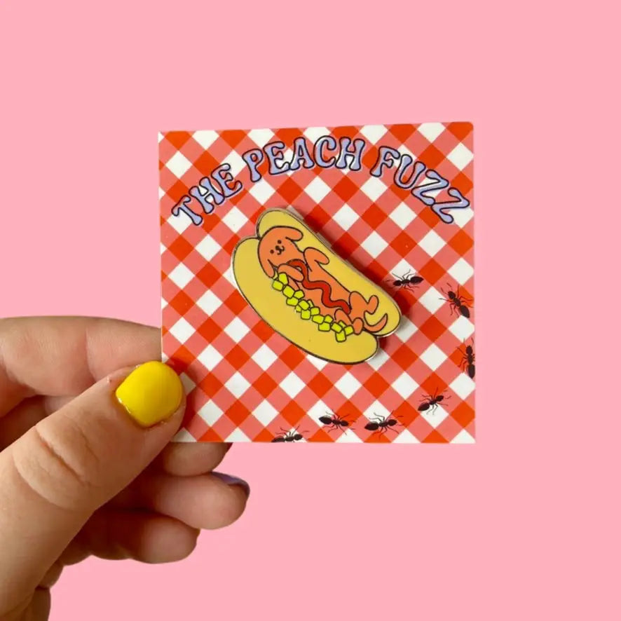 Hot Dog Enamel Pin - The Peach Fuzz