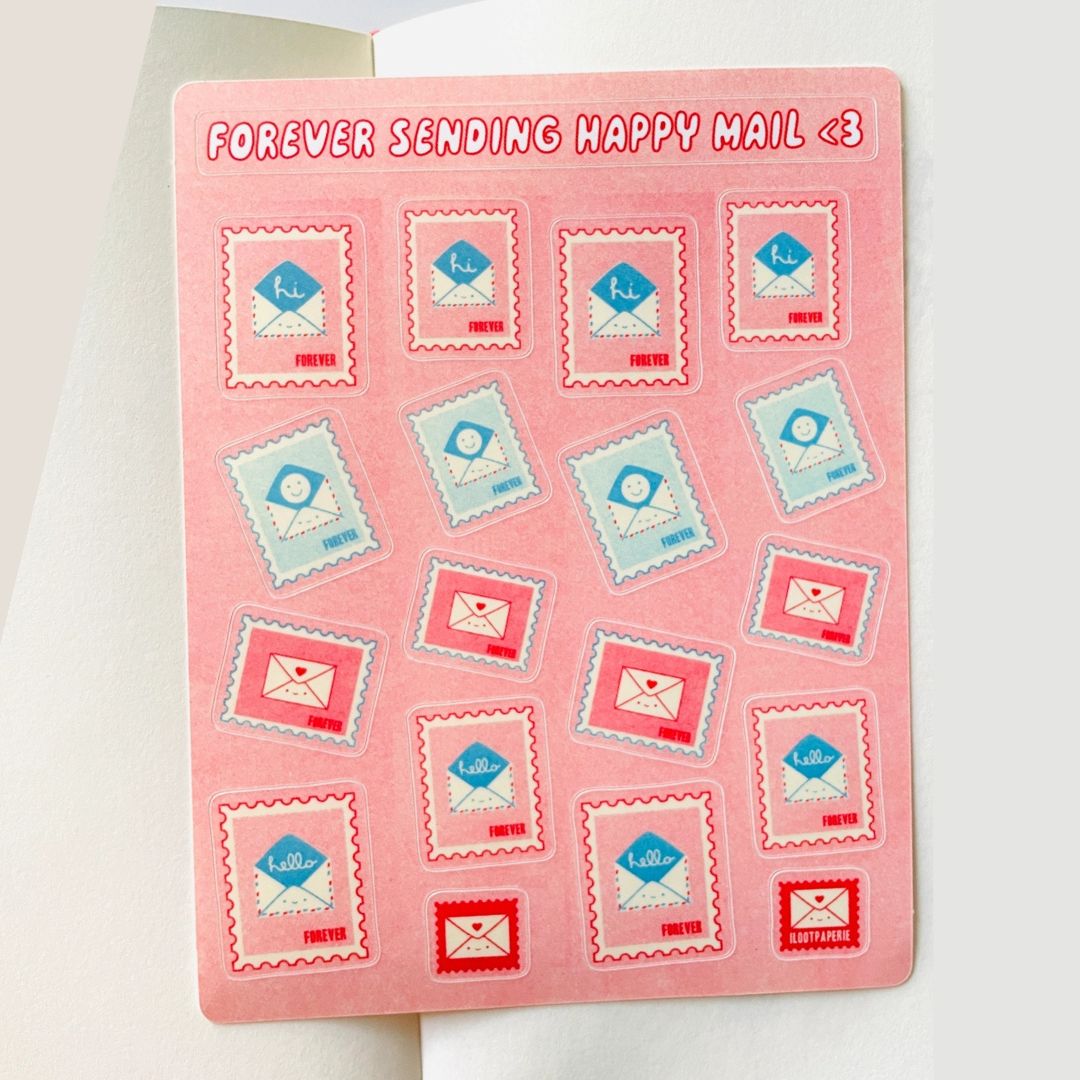 Forever Sending Happy Mail - Sticker Sheet - ilootpaperie